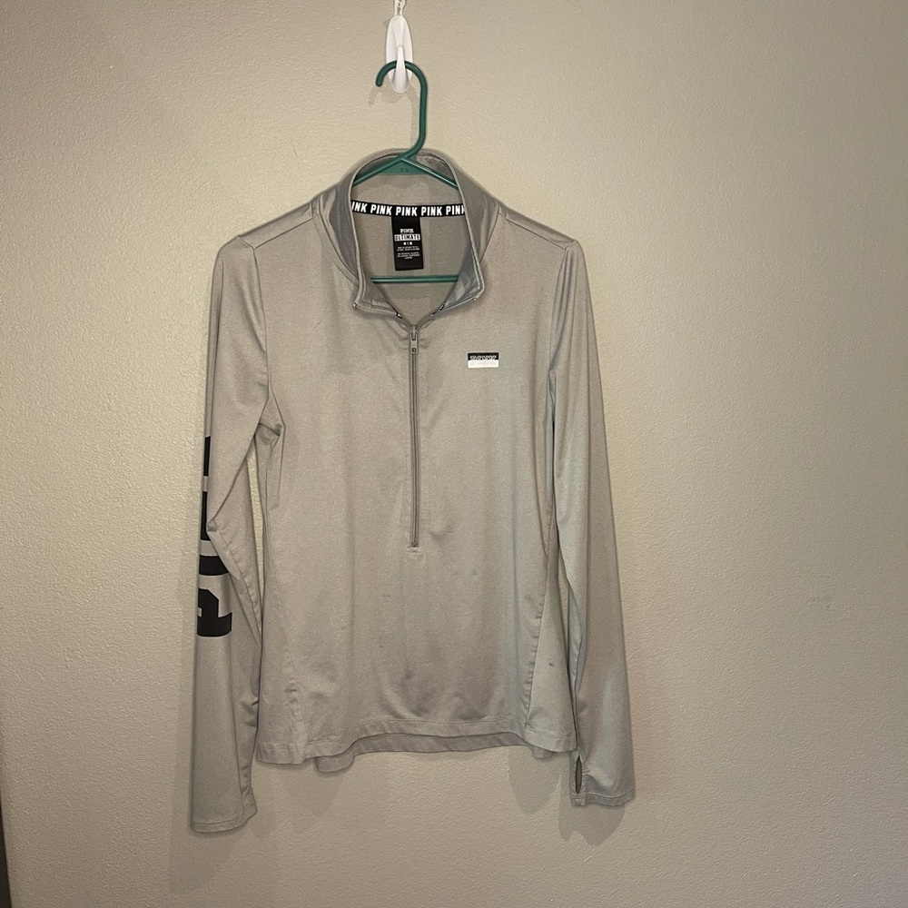 PINK Long Sleeve Top Gray & Black Size Medium